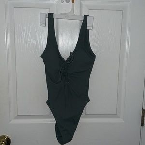 Olive green one piece bathing suit